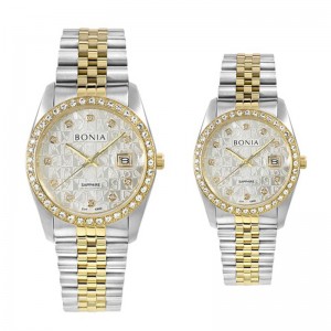 Bonia BNB10550-1116S Dan BNB10550-3116S Silver Gold SAPPHIRE Ring Diamond Couple